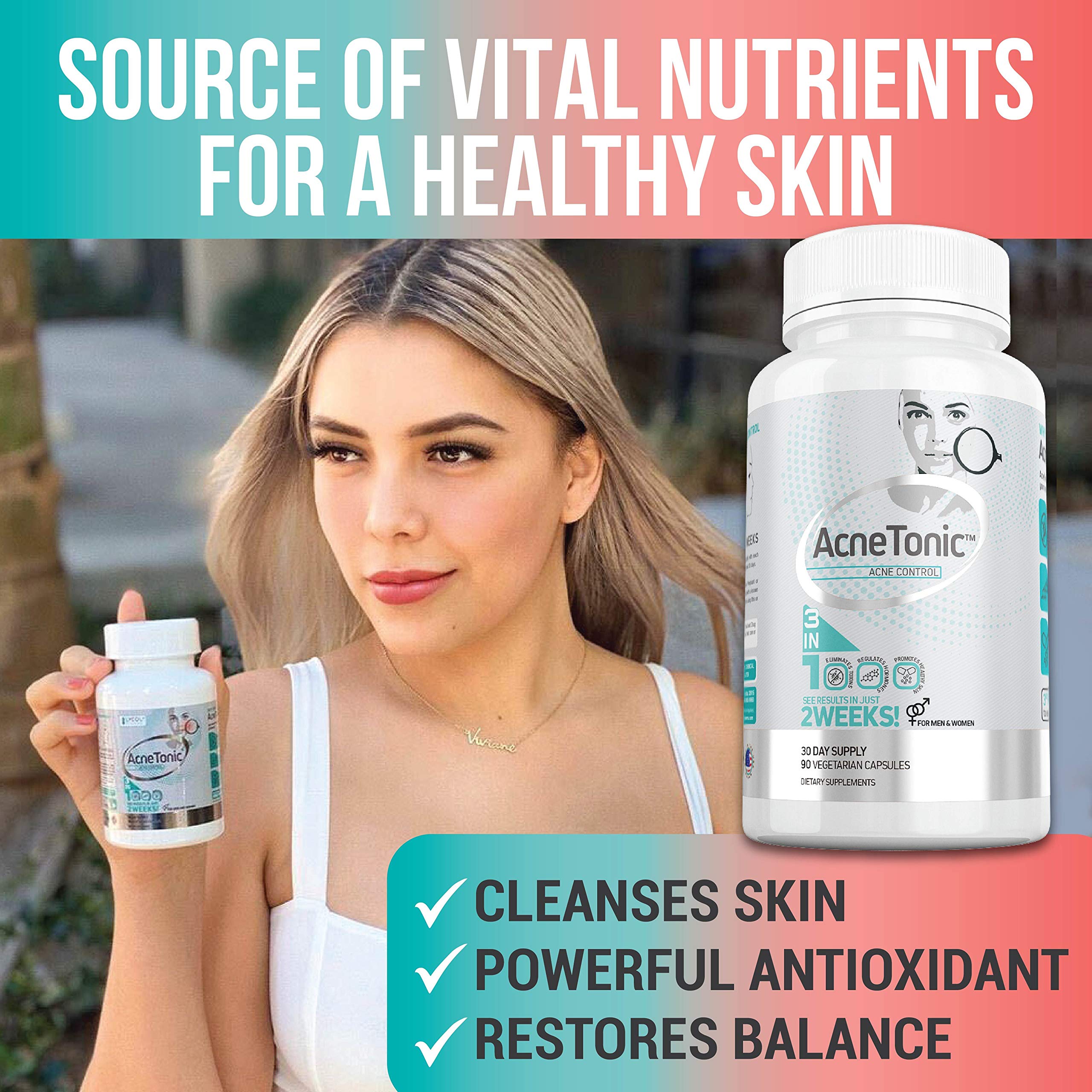 Acne Treatment Vitamin Supplements for Men, Women & Teens 90 Vegan Capsules (6986771726519)